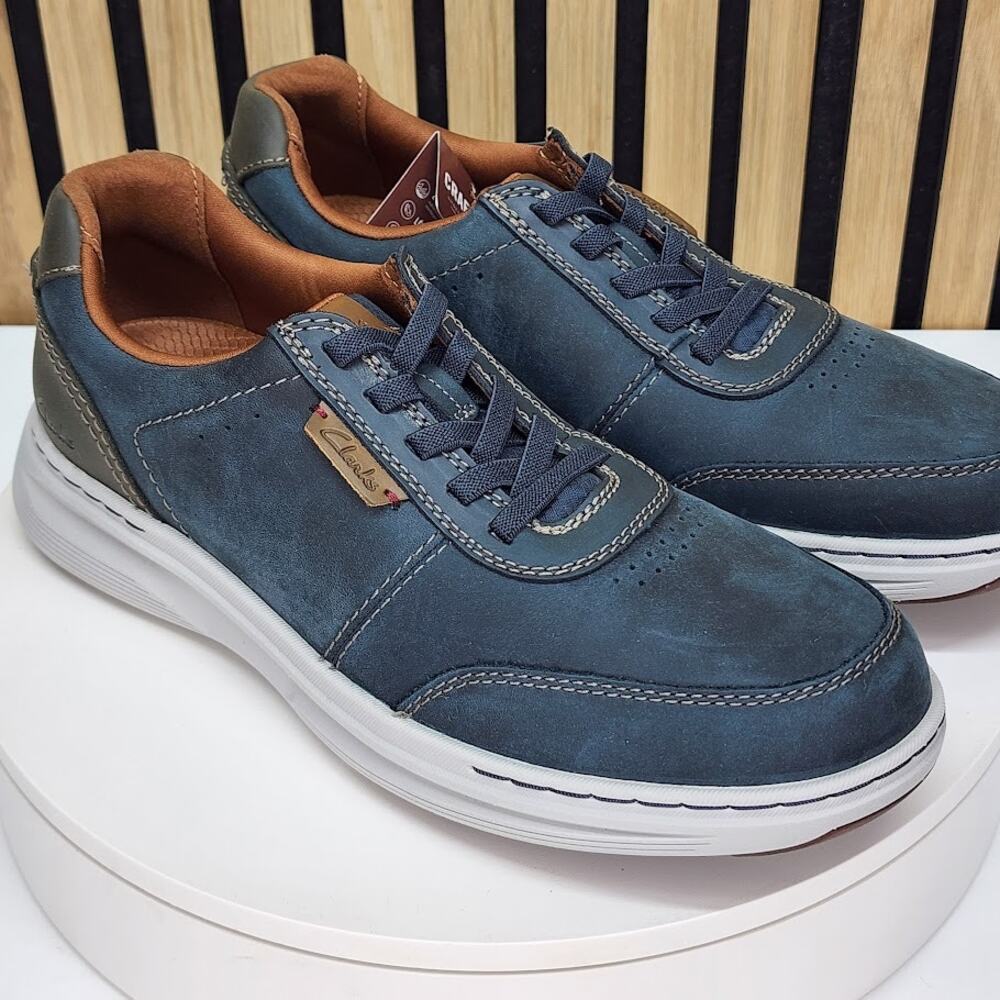 NEW - Clarks Craftwell Lace Men’s Navy Leather Sneakers Casual Shoes - Size 8